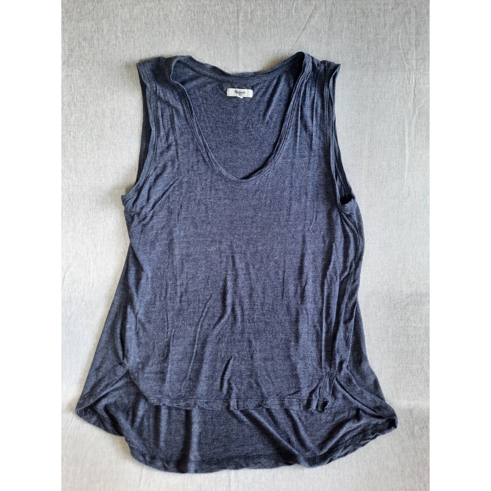 Madewell Navy Blue Heathered Sleeveless Long Tank Top Women's XL Viscose